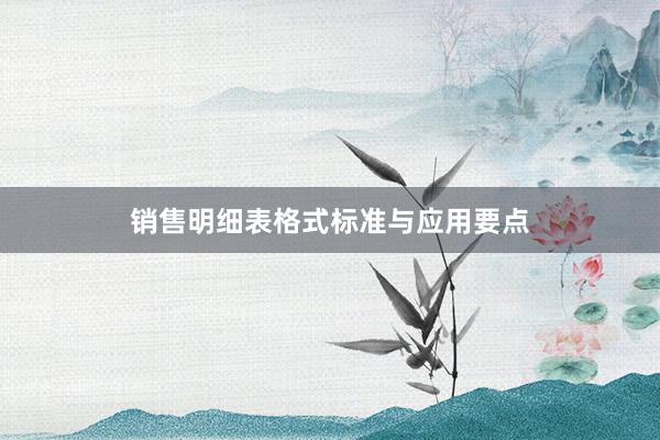 销售明细表格式标准与应用要点